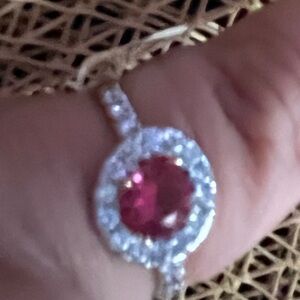 Gold plated Silver and Pink Gemstone Ring